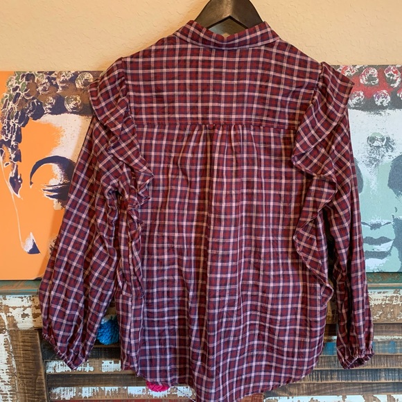 NWT Jessica Simpson Dylan’s Plaid Sadie Blouse M - Picture 5 of 12